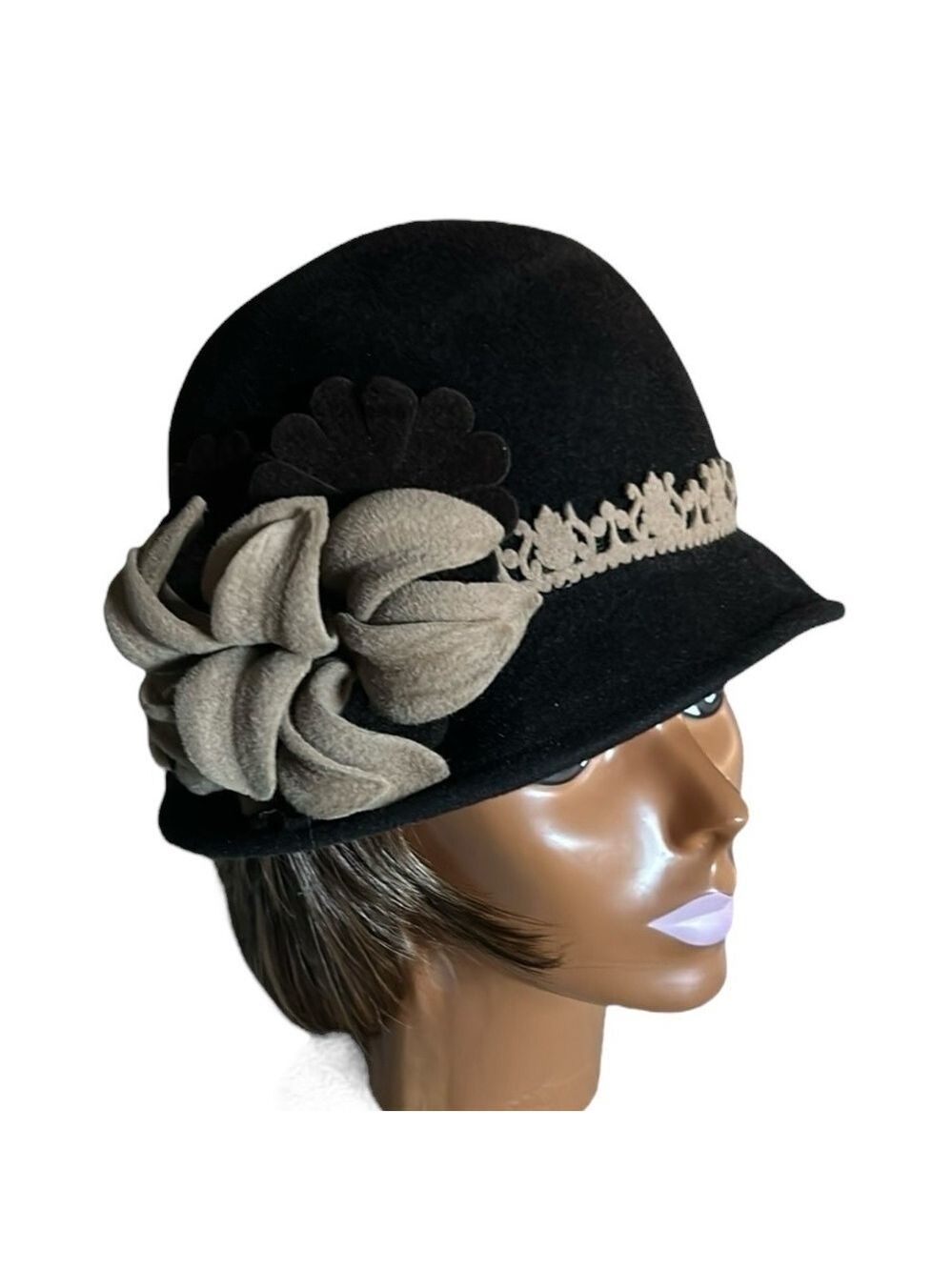 Jack OConnell Boutique Wool Felt Cloche with Flower Detail in Brown